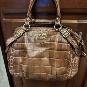 Coach Tan Crocodile Embossed Satchel